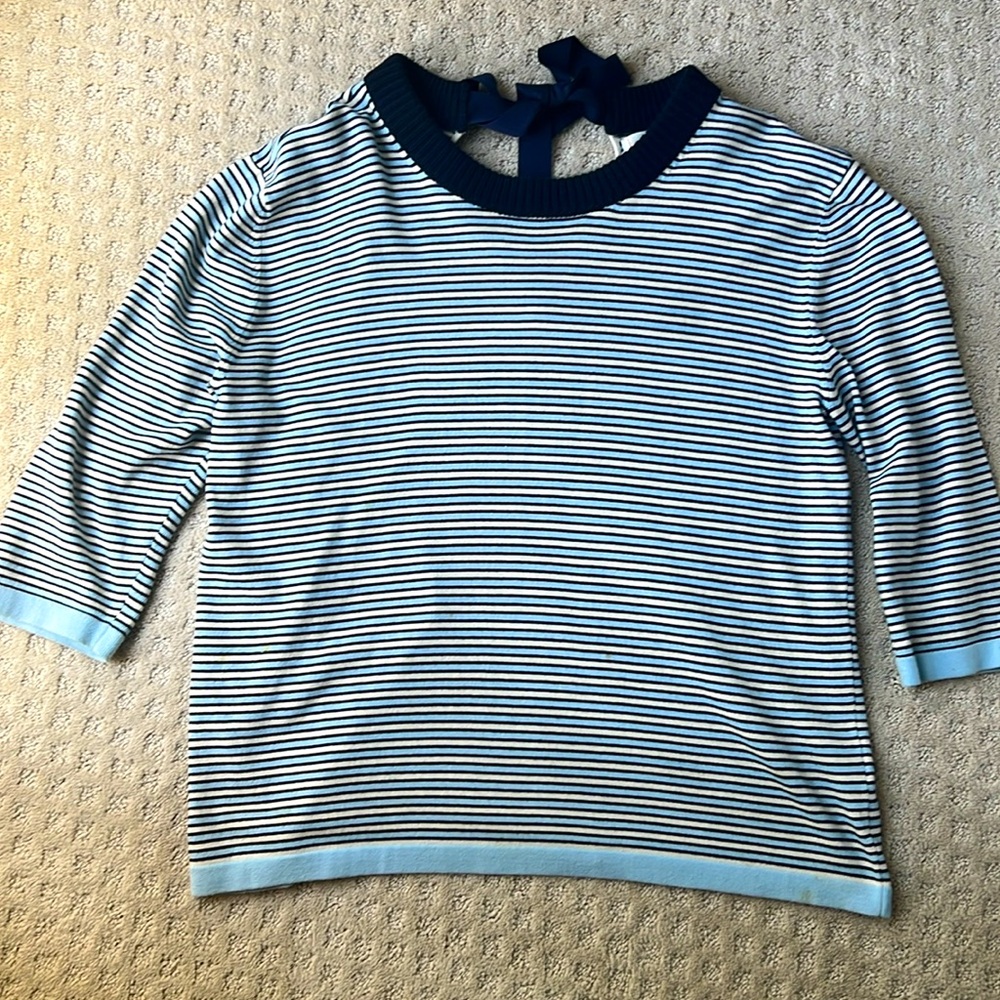 Chinti & Parker blue and white cotton sweater. Size M. 3/4 sleeves.